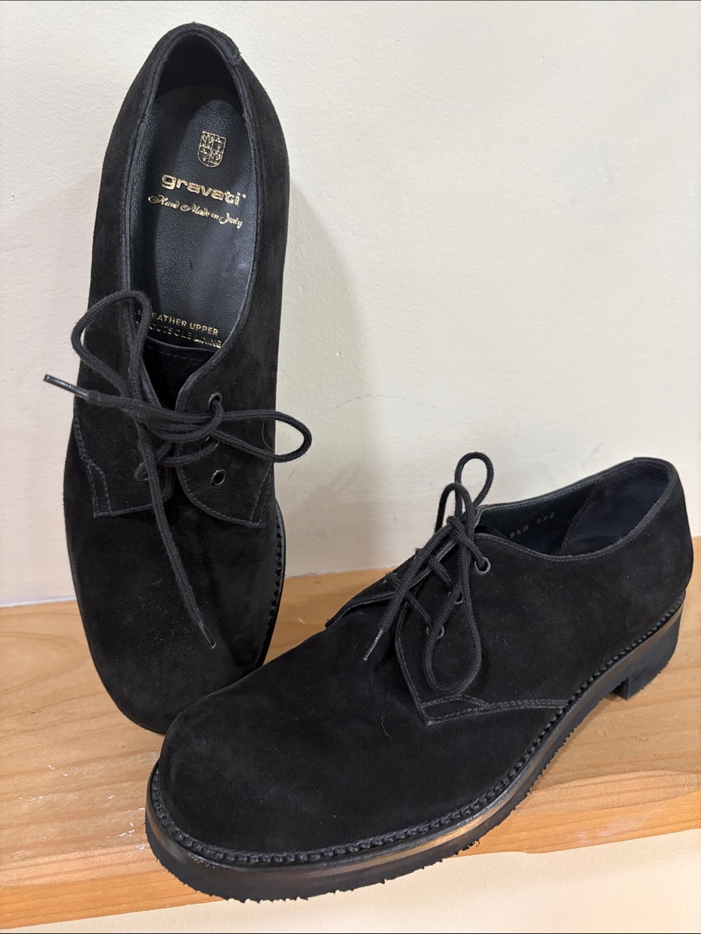 Gravati Classic Oxford Black Genuine  Suede Shoes, Size 9,5